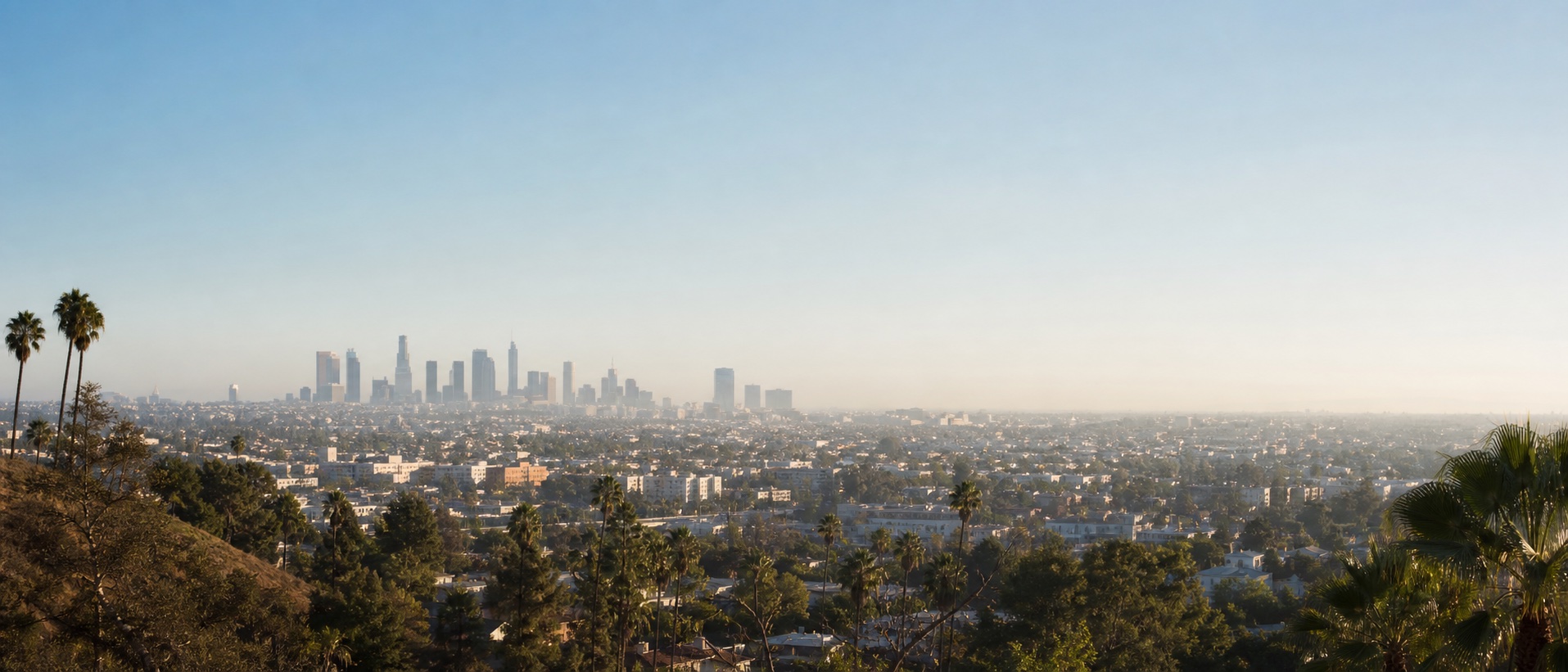 Morning panorama across Los Angeles toward downtown